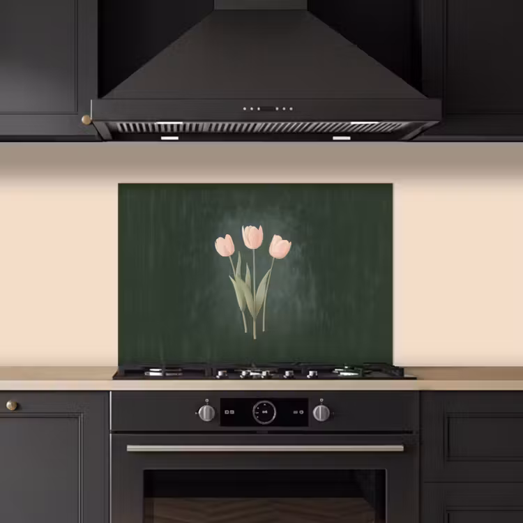 Spritzschutz Küche - Tulpen - Liebe - Dunkelgrün — 5