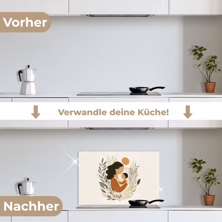 Spritzschutz Küche - Illustration - Mutter - Kind - Liebevoll — 7