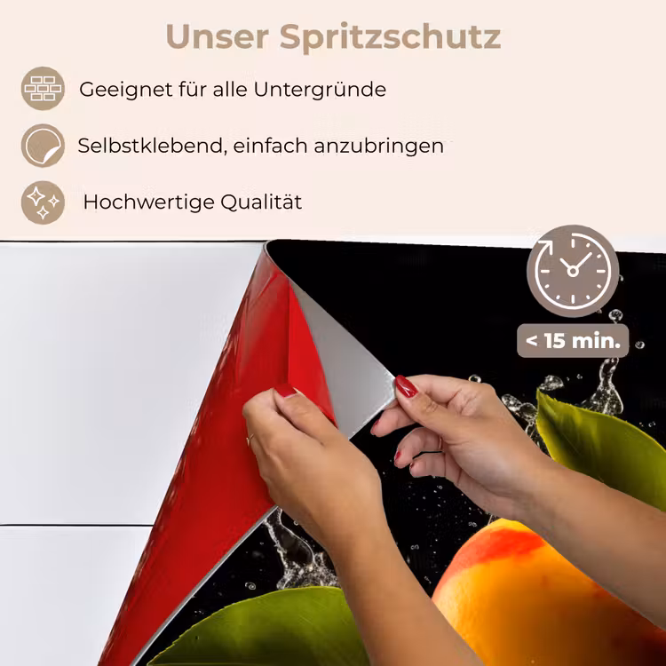 Spritzschutz Küche - Mango - Frucht - Wasser - Schwarz - Blatt — 4