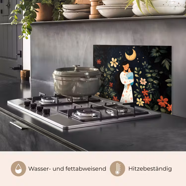 Spritzschutz Küche - Mutter - Kind - Bunt - Blumen — 2