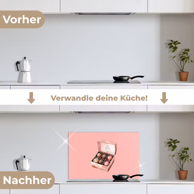 Spritzschutz Küche - Schachtel - Bonbons - Liebevoll - Text — 7