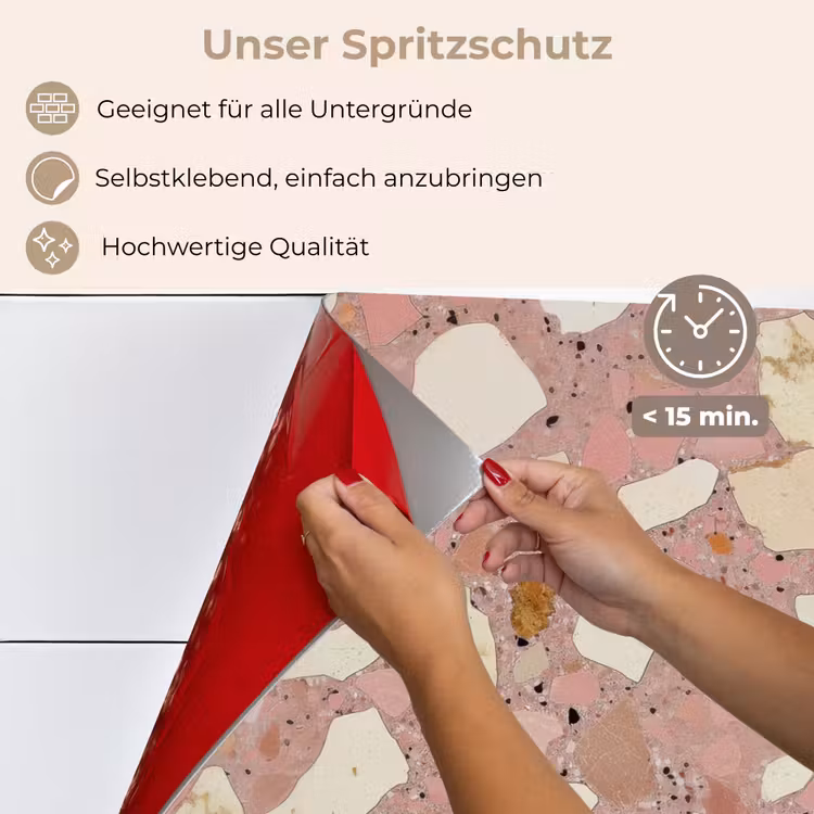 Spritzschutz Küche - Rosa - Dekoration - Steine - Terrazzo — 4