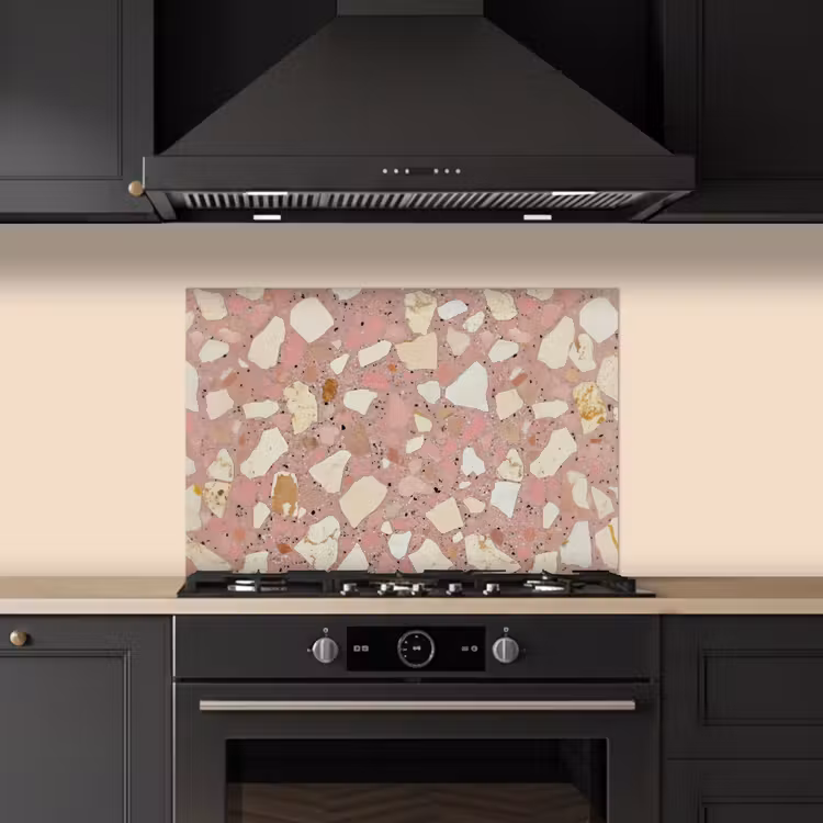 Spritzschutz Küche - Rosa - Dekoration - Steine - Terrazzo — 5