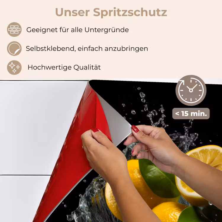 Spritzschutz Küche - Zitrone - Obst - Gelb - Schwarz — 4