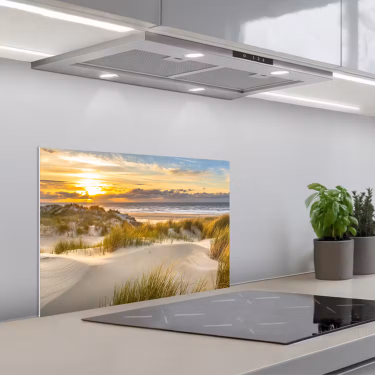 Spritzschutz Küche - Strahlend über die Dünenlandschaft — 1