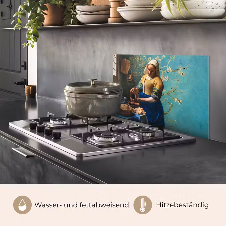 Spritzschutz Küche - Milchmädchen - Mandelblüte - Van Gogh - Vermeer - Gemälde - Alte Meister — 2