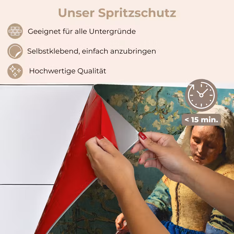 Spritzschutz Küche - Milchmädchen - Mandelblüte - Van Gogh - Vermeer - Gemälde - Alte Meister — 4