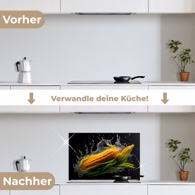 Spritzschutz Küche - Mais - Gemüse - Pflanzen - Schwarz - Wasser — 7