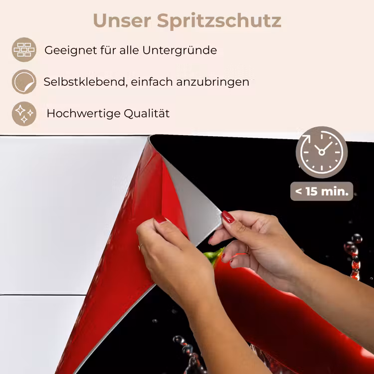 Spritzschutz Küche - Paprika - Rot - Schwarz - Wasser - Gemüse — 4