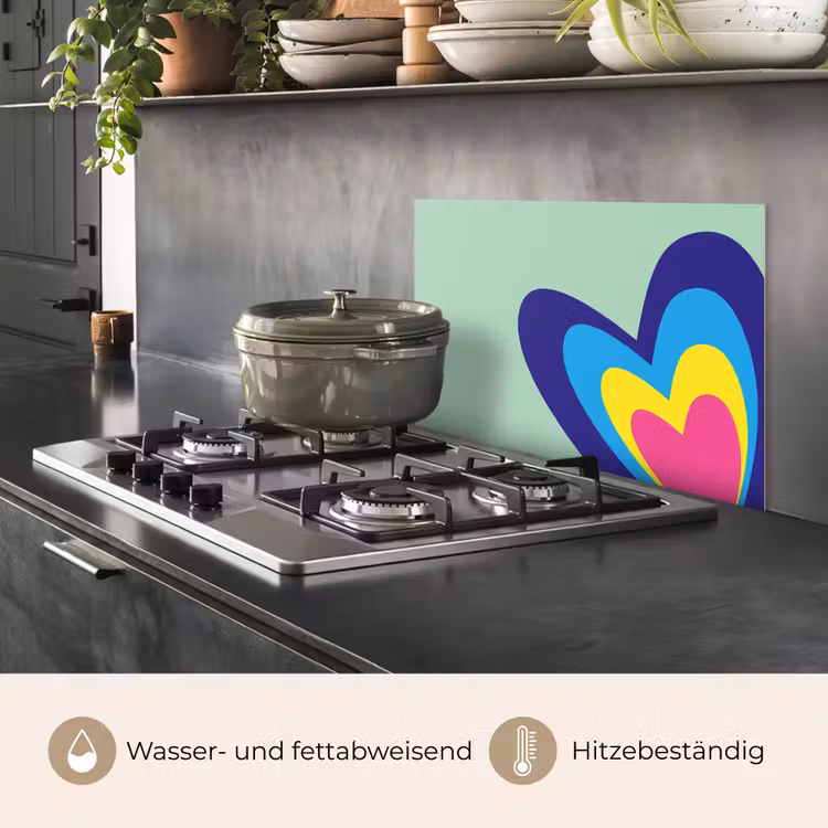 Spritzschutz Küche - Herzen - Bunt - Valentinstag — 2