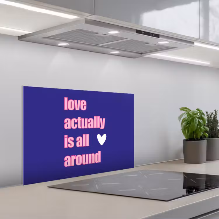 Spritzschutz Küche - Text - Valentinstag - Liebe - Blau — 1