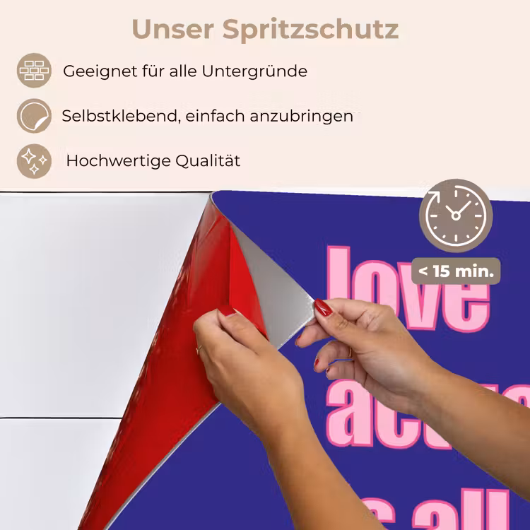 Spritzschutz Küche - Text - Valentinstag - Liebe - Blau — 4