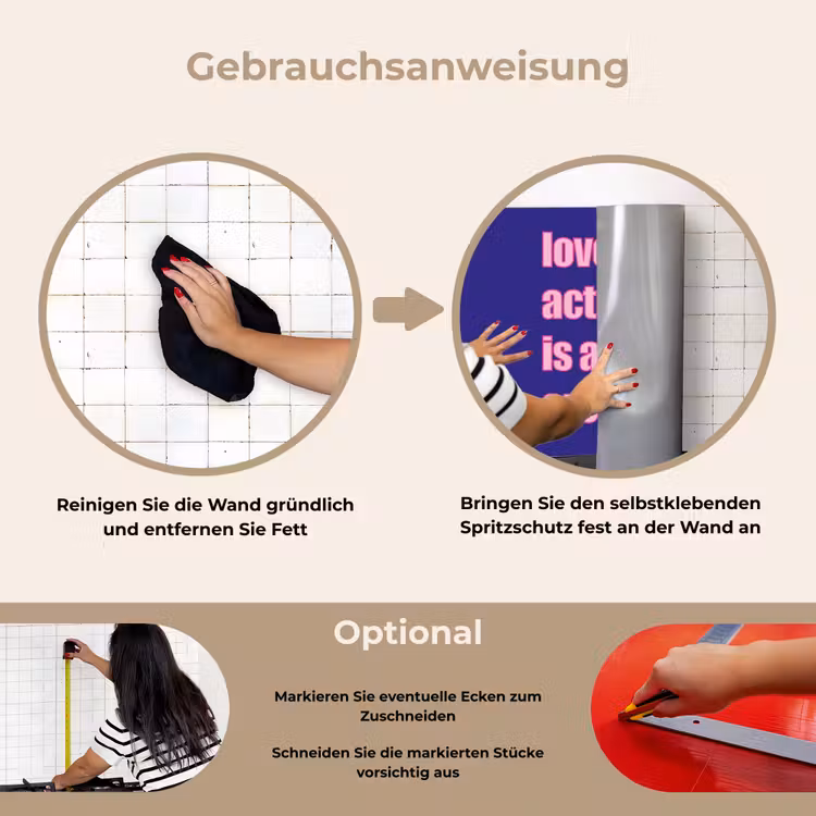 Spritzschutz Küche - Text - Valentinstag - Liebe - Blau — 6
