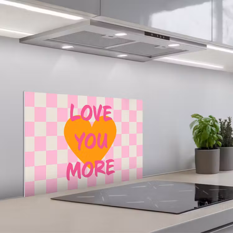 Spritzschutz Küche - Valentinstag - Liebe - Rosa - Orange — 1