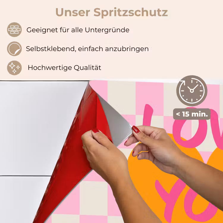 Spritzschutz Küche - Valentinstag - Liebe - Rosa - Orange — 4