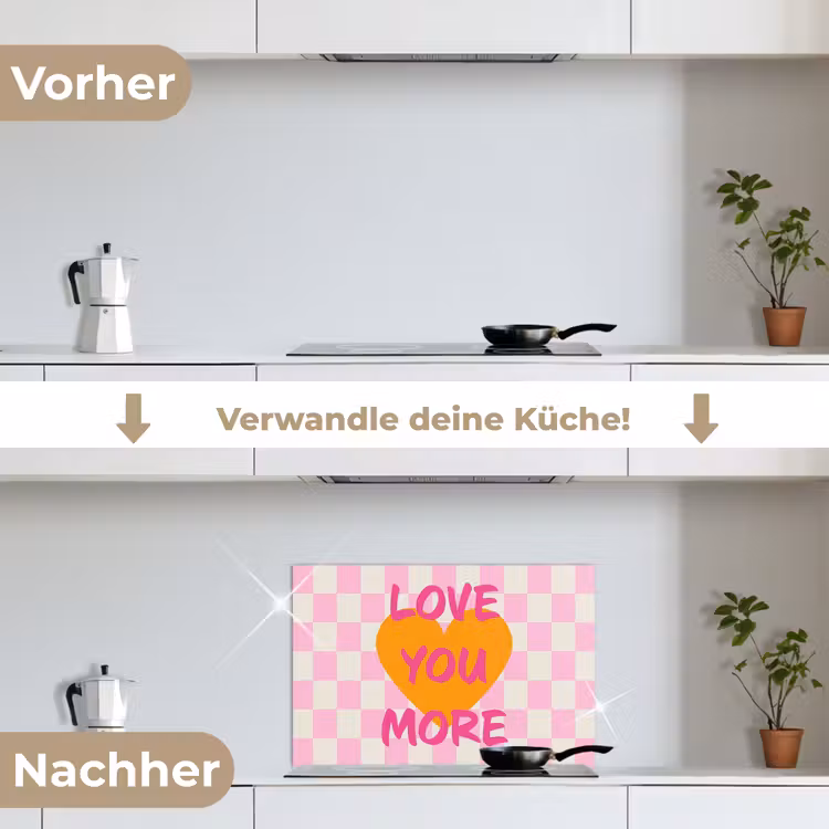 Spritzschutz Küche - Valentinstag - Liebe - Rosa - Orange — 7