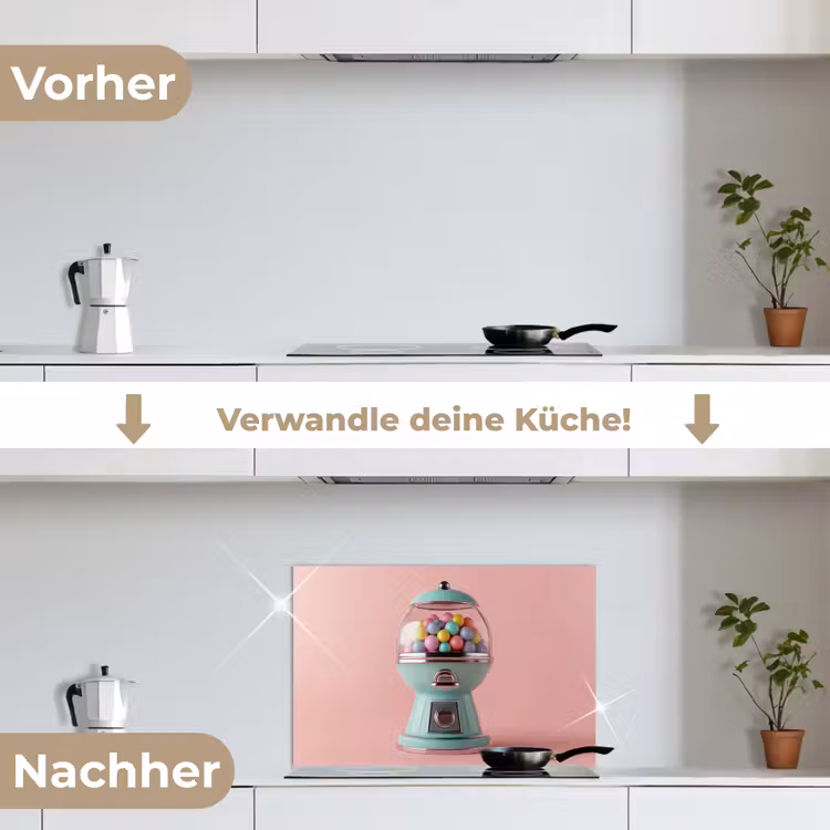 Spritzschutz Küche - Kaugummi - Retro - Bonbon - Rosa — 7