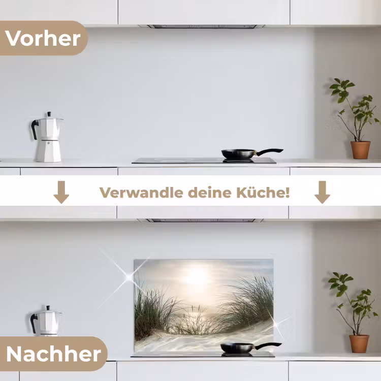 Spritzschutz Küche - Sanfter Sonnenaufgang über den Dünen — 7