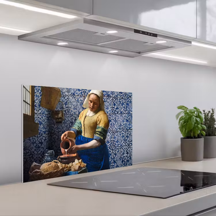 Spritzschutz Küche - Milchmädchen - Delfter Blau - Vermeer - Gemälde - Alte Meister — 1
