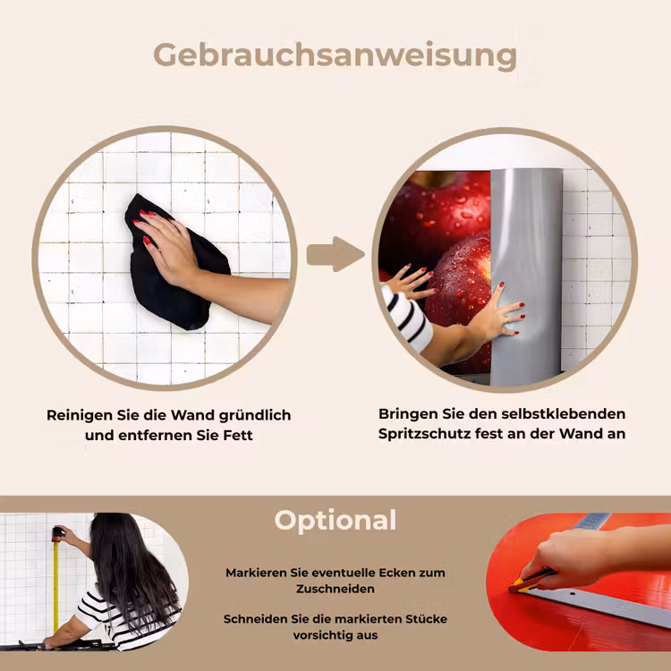 Spritzschutz Küche - Rot - Äpfel - Obst — 6
