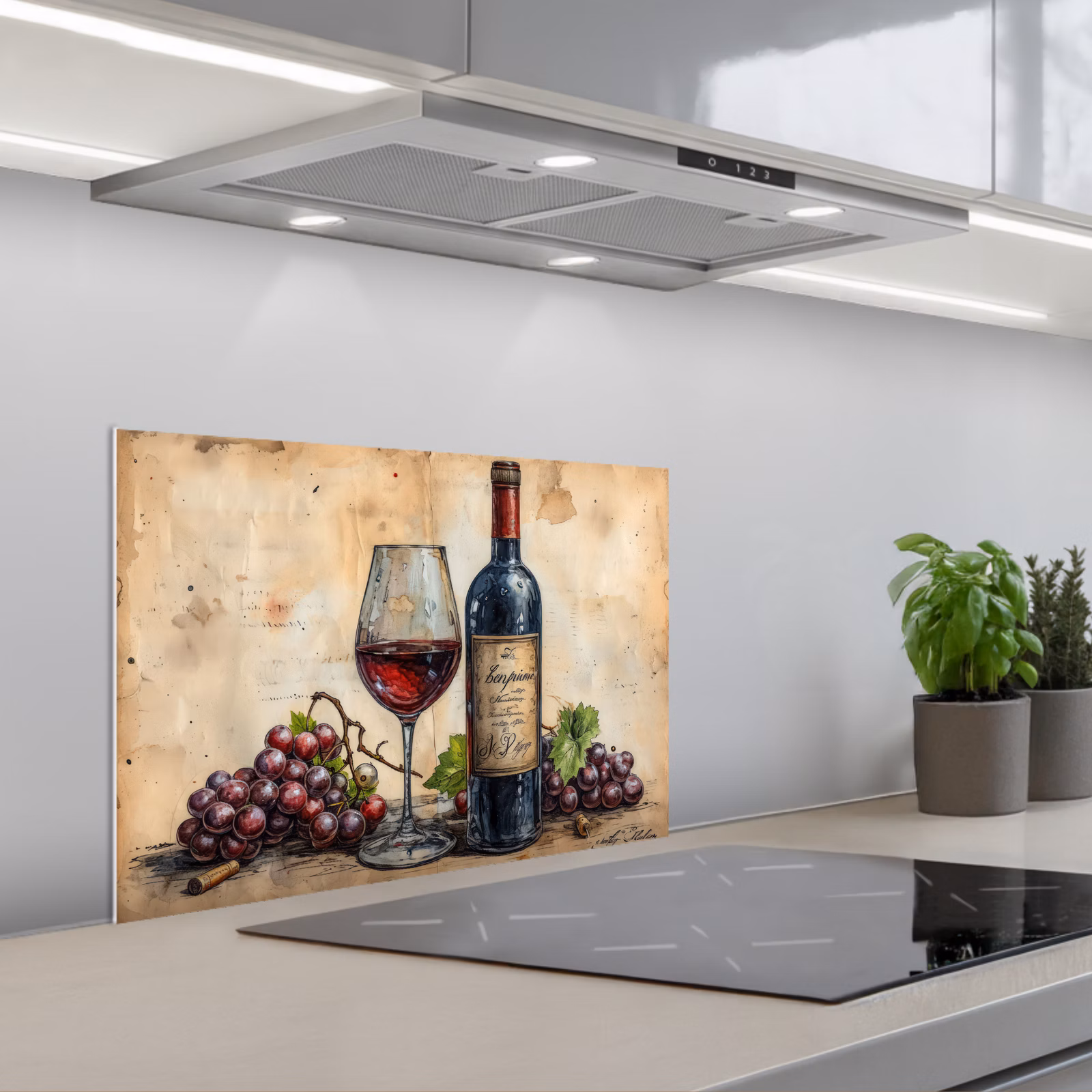 Spritzschutz Küche - Stilleben mit Wein und Trauben — 1