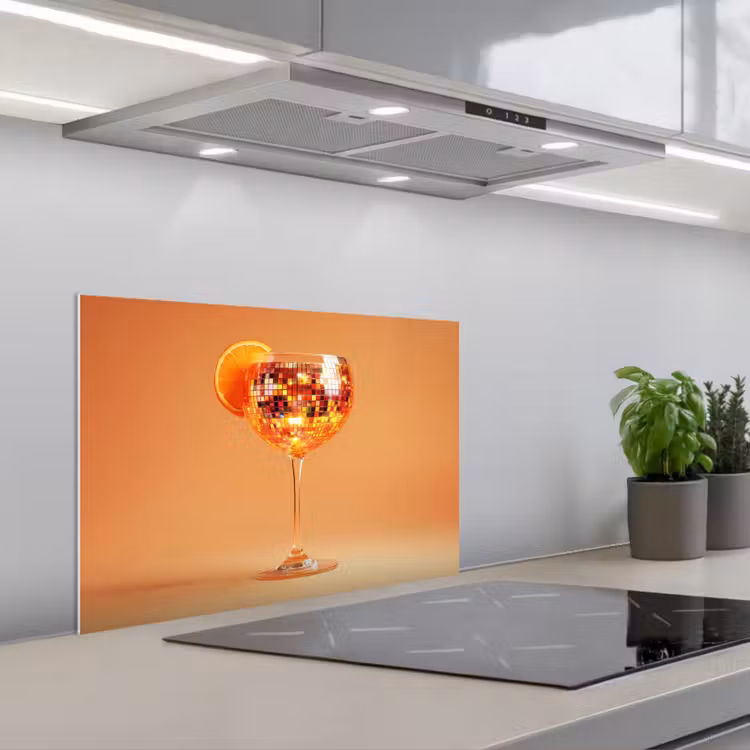 Spritzschutz Küche - Getränk - Orange - Glitzer - Disco — 1