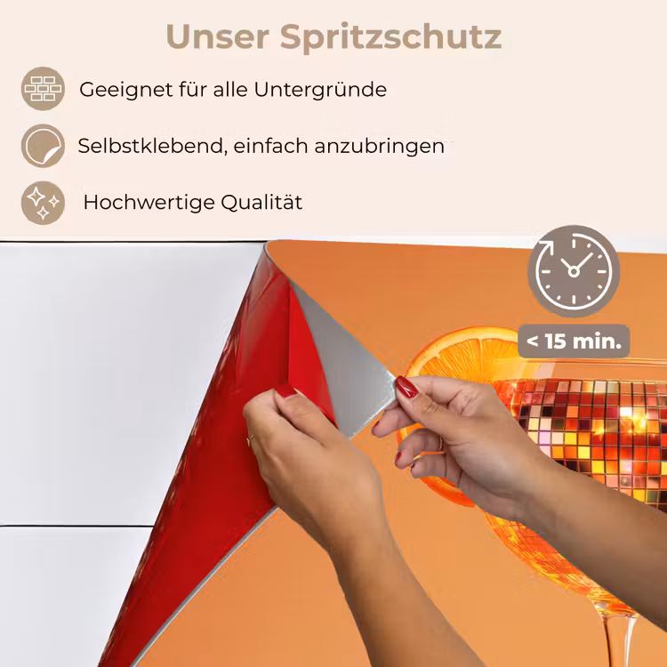 Spritzschutz Küche - Getränk - Orange - Glitzer - Disco — 4