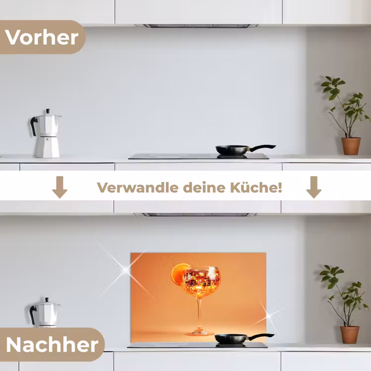 Spritzschutz Küche - Getränk - Orange - Glitzer - Disco — 7