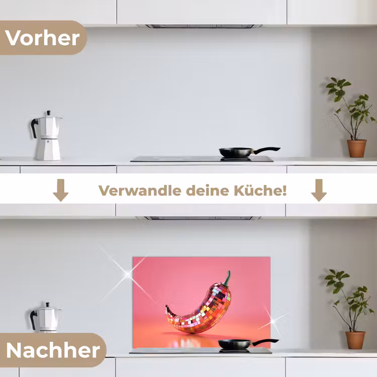 Spritzschutz Küche - Paprika - Disco - Rot - Glitzer — 7