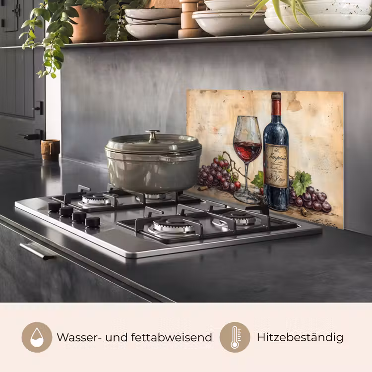 Spritzschutz Küche - Stilleben mit Wein und Trauben — 2
