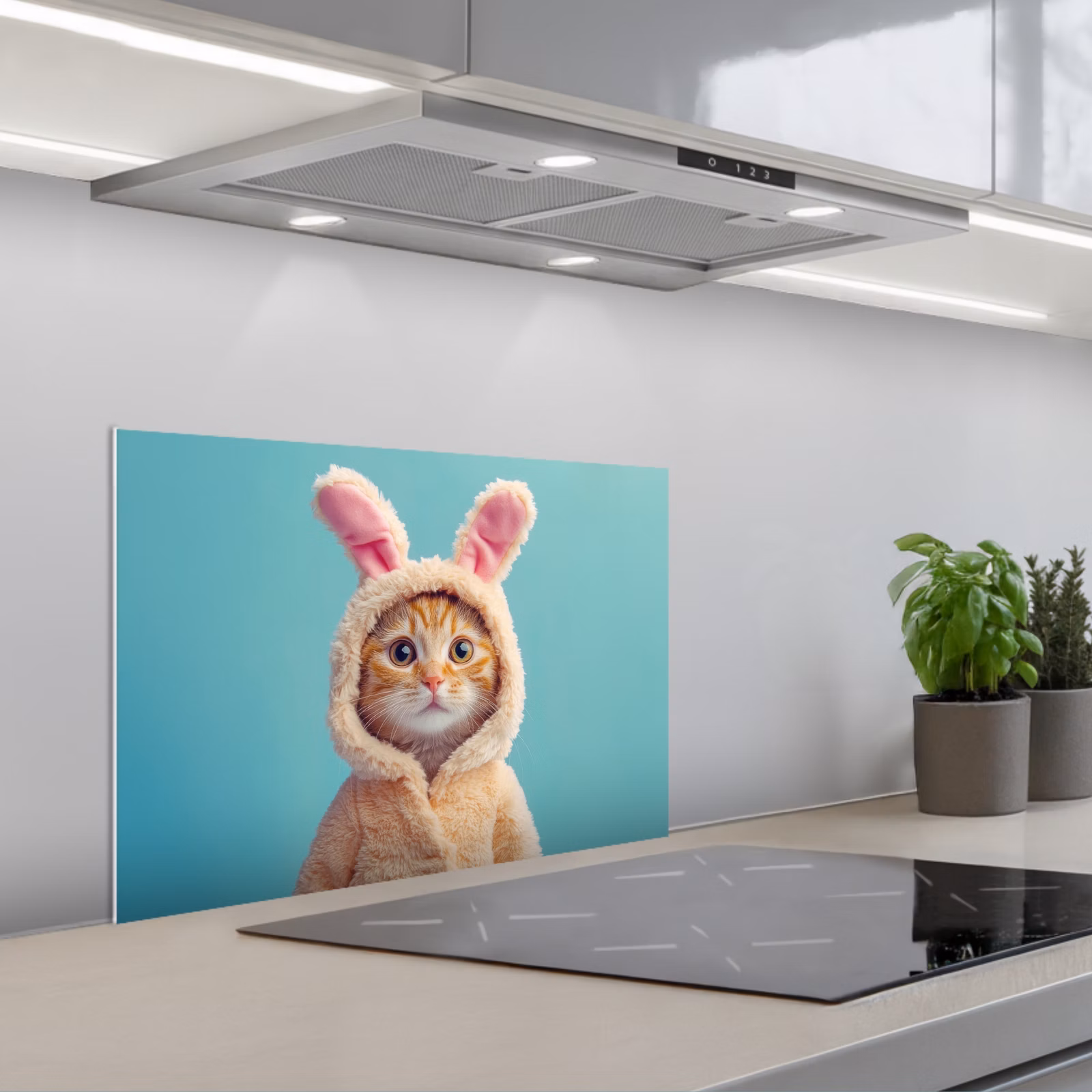 Spritzschutz Küche - Osterhase - Katze - Kostüm — 1