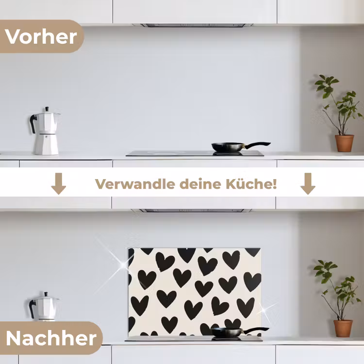 Spritzschutz Küche - Herzen - Schwarz - Beige — 7