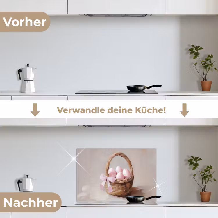 Spritzschutz Küche - Korb - Eier - Rosa — 7