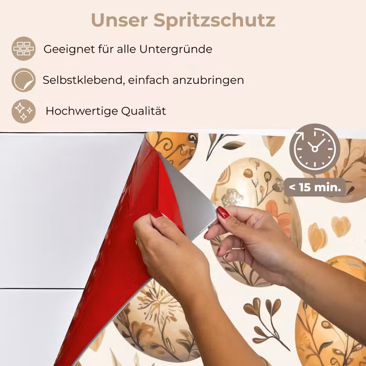 Spritzschutz Küche - Ostereier - Braun - Blumen — 4