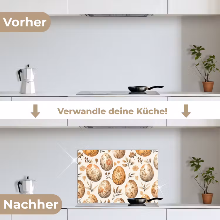 Spritzschutz Küche - Ostereier - Braun - Blumen — 7