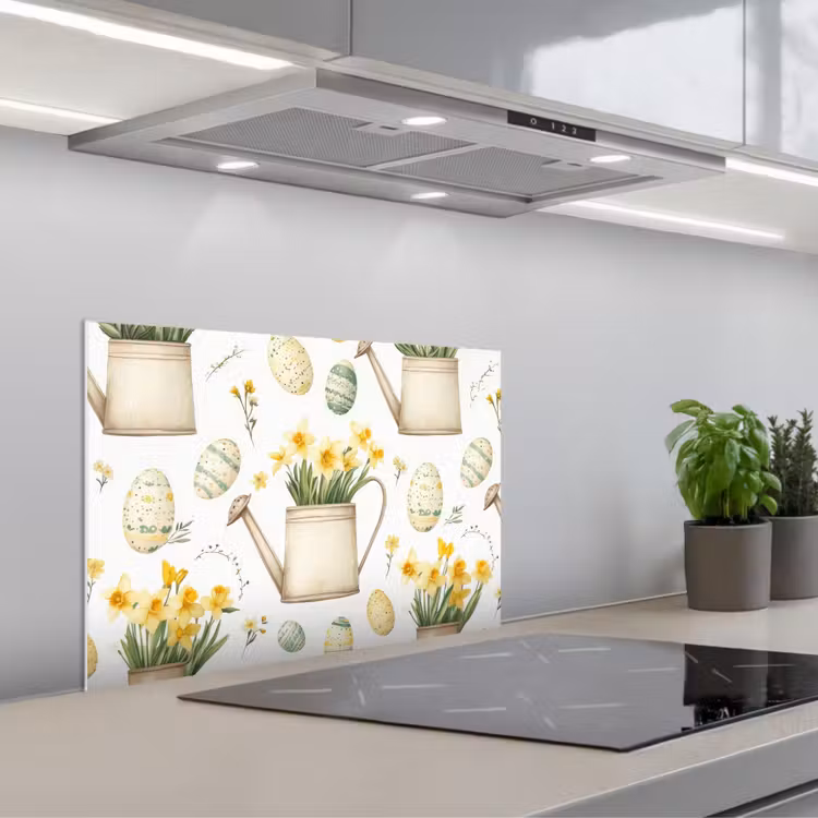 Spritzschutz Küche - Gießkanne - Blumen - Eier — 1