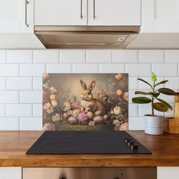 Spritzschutz Küche - Hase - Stilleben - Blumen — 3