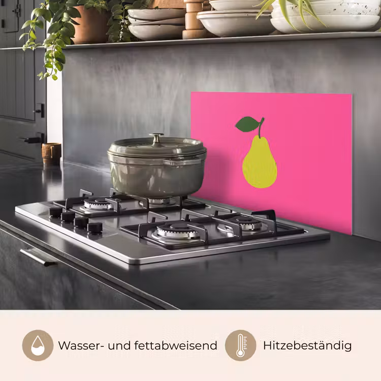 Spritzschutz Küche - Illustration - Obst - Birne - Grün — 2