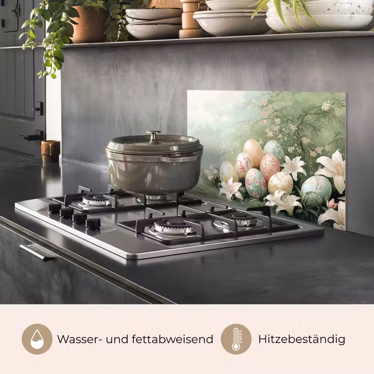 Spritzschutz Küche - Ostereier - Pastelltöne - Blumen — 2