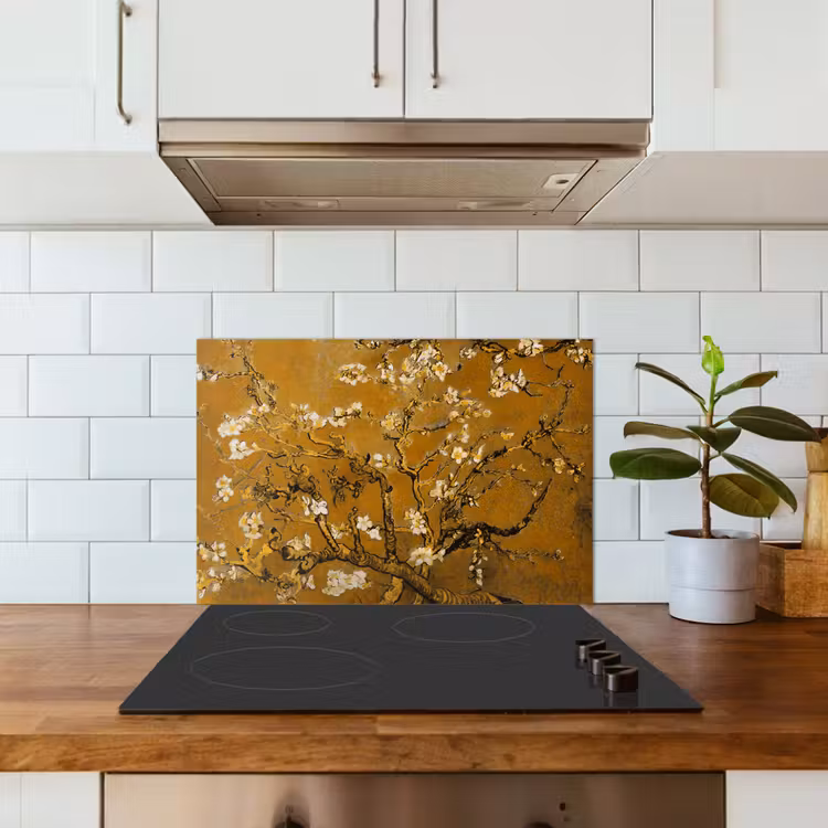 Spritzschutz Küche - Mandelblüte - Kunst - Van Gogh - Gold — 3