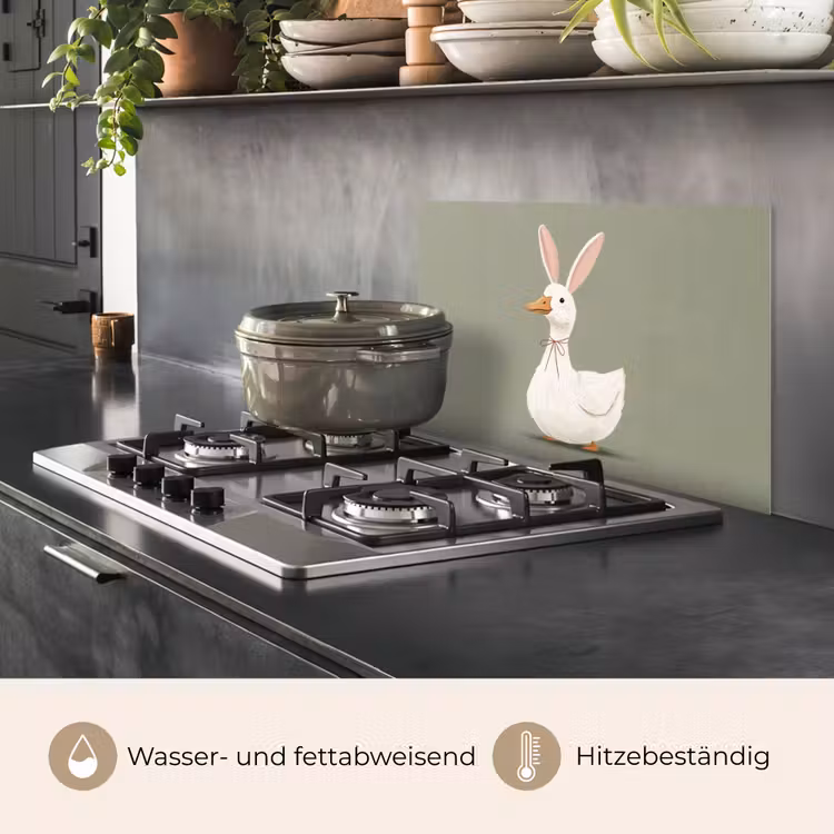 Spritzschutz Küche - Ente - Kaninchenohren - Grau — 2