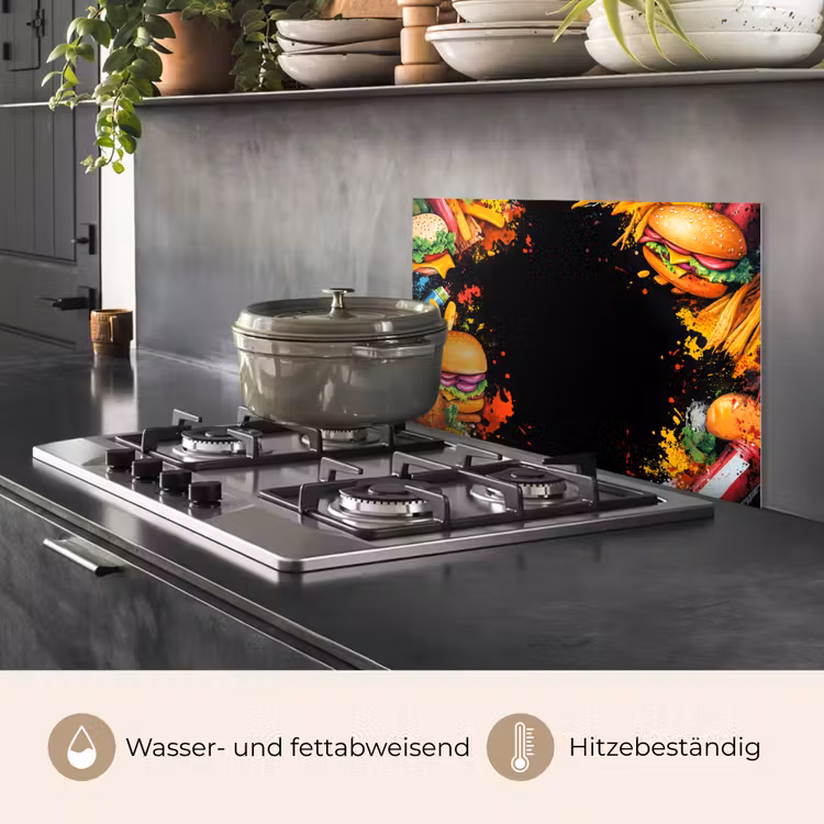 Spritzschutz Küche - Fastfood - Graffiti - Hamburger - Lebensmittel - Modern — 2