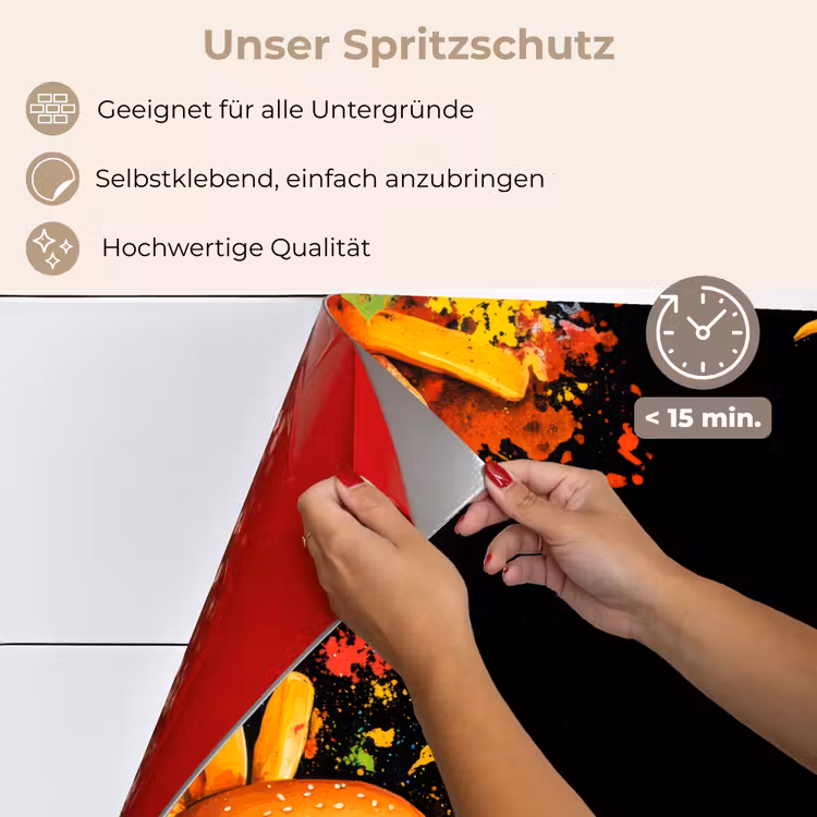 Spritzschutz Küche - Fastfood - Graffiti - Hamburger - Lebensmittel - Modern — 4