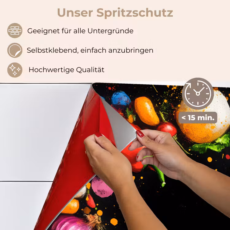 Spritzschutz Küche - Gemüse - Graffiti - Farbenfroh - Kochen - Abstrakt — 4