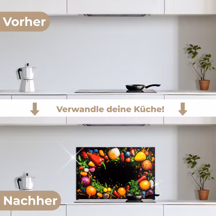 Spritzschutz Küche - Gemüse - Graffiti - Farbenfroh - Kochen - Abstrakt — 7