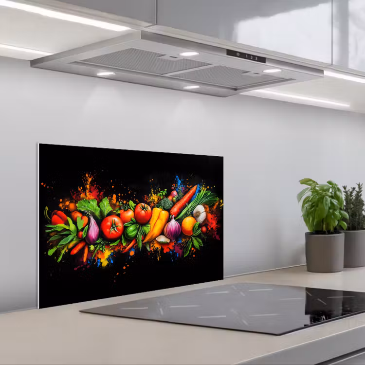 Spritzschutz Küche - Gemüse - Lebensmittel - Kräuter - Graffiti - Kochen — 1
