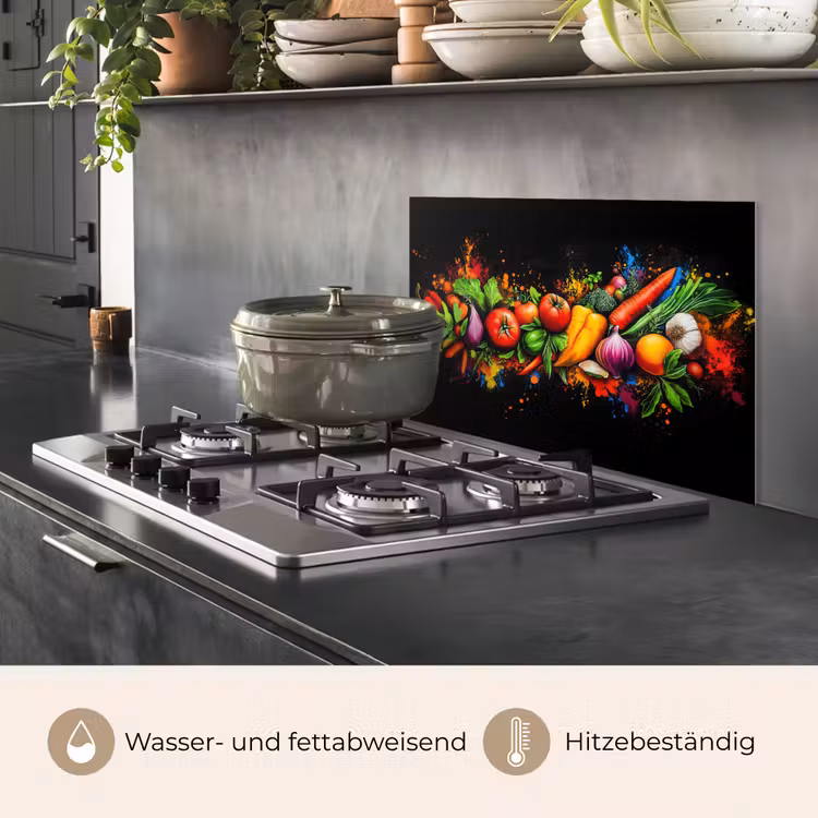 Spritzschutz Küche - Gemüse - Lebensmittel - Kräuter - Graffiti - Kochen — 2