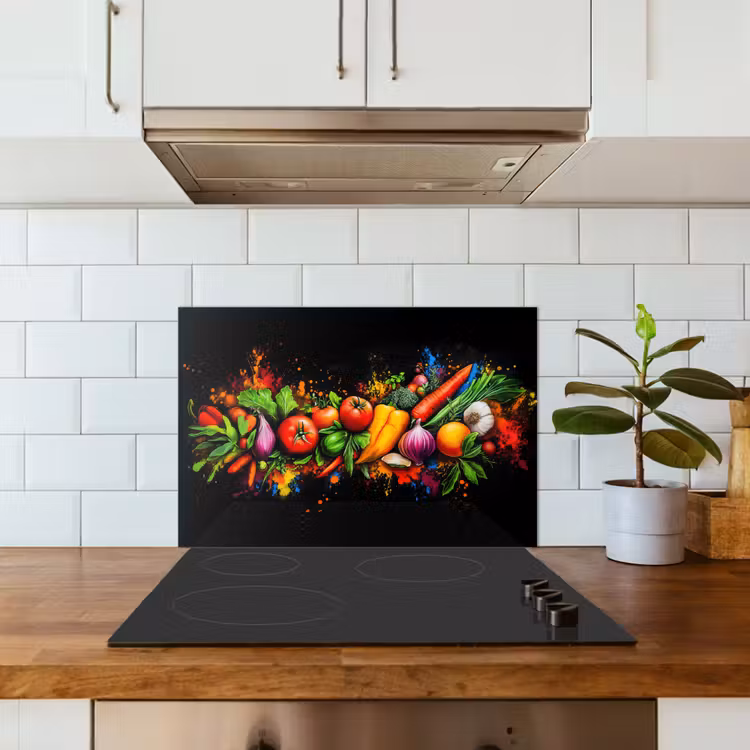 Spritzschutz Küche - Gemüse - Lebensmittel - Kräuter - Graffiti - Kochen — 3