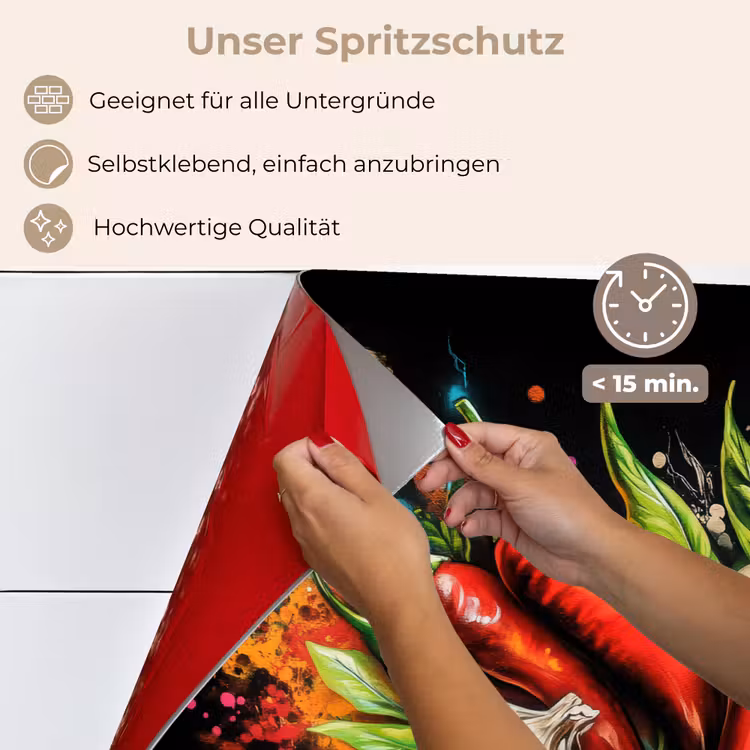 Spritzschutz Küche - Gemüse - Paprika - Knoblauch - Graffiti - Farbe - Bunt — 4