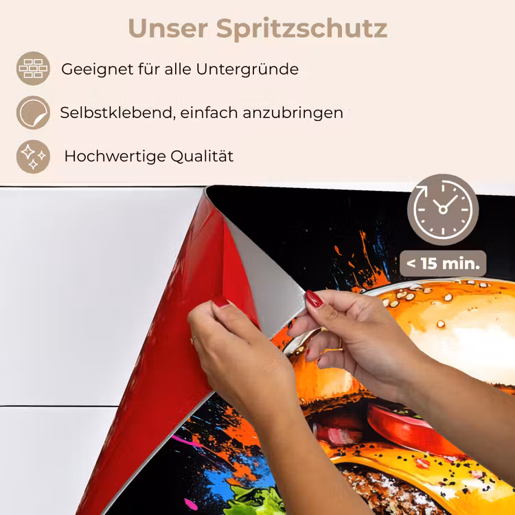 Spritzschutz Küche - Hamburger - Graffiti - Farbe - Bunt - Essen - Abstrakt — 4
